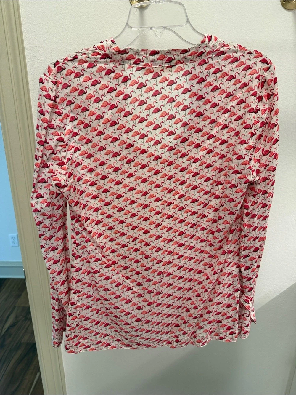 Tory Burch Pink Flamingo-Print Long Sleeve Tunic